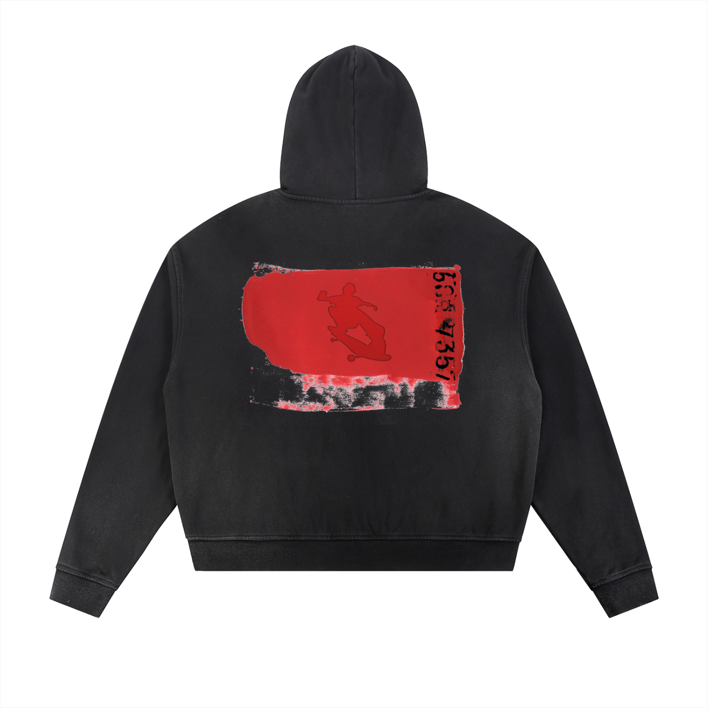 Sun Fade Frayed Raw Edge Fleece Zip Hoodie