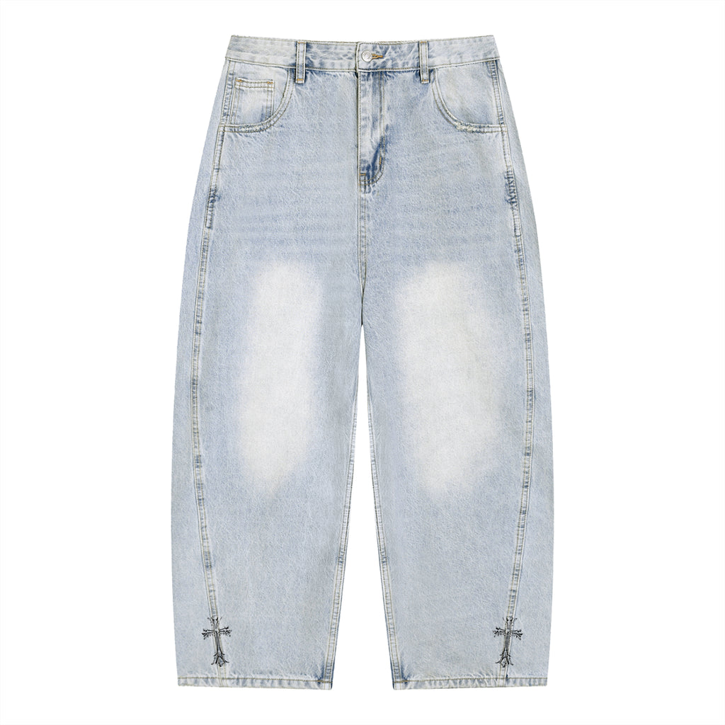 Men's Vintage Wash Sunfade Barrel Leg Jeans
