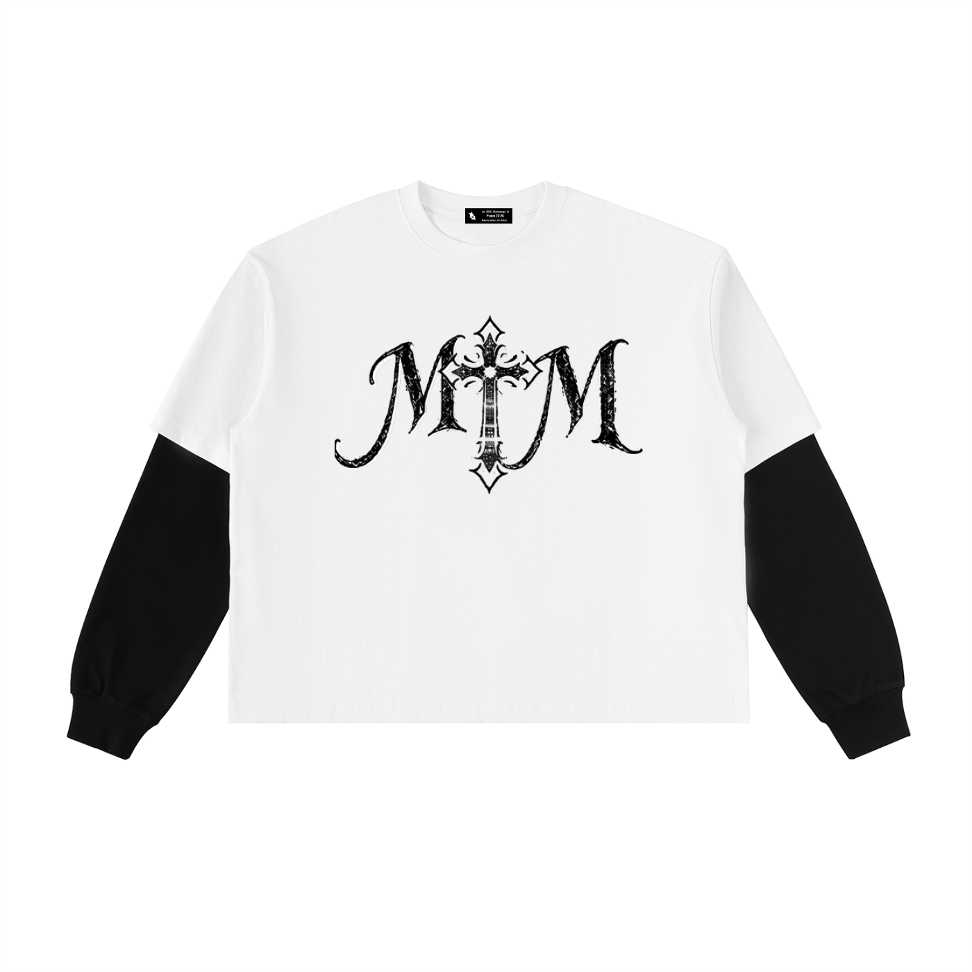 Layered Contrast Sleeve Cotton T-Shirt