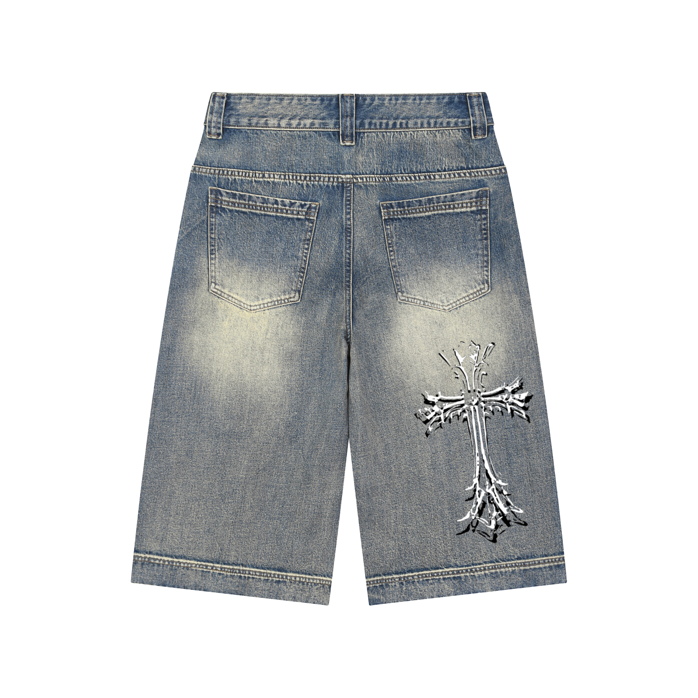 Vintage Wash Baggy Denim Shorts